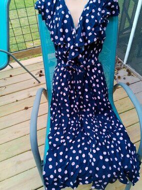 ELOQUII SIZE 14 NEW WITH TAGS NAVY AND PINK POLKA DOTS